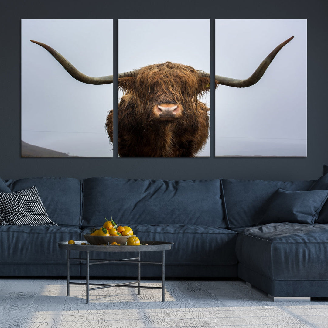 Texas Cow Big Horn Wall Art Canvas