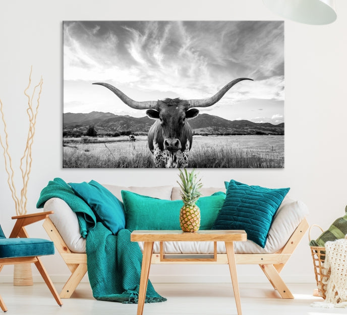 Big Horn of Cow Wall Art Canvas Print