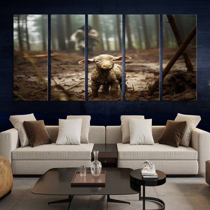 The Lost Lamb and The Shepherd Christian Wall Art Canvas Print Jesus Art Framed Printed