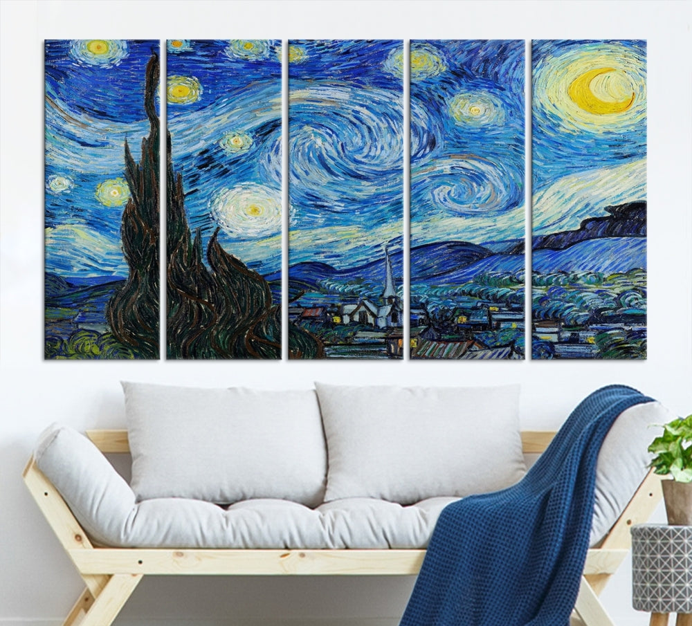 The Starry Night by Vincent van Gogh Canvas Painting Famous Modern Wall Art Print