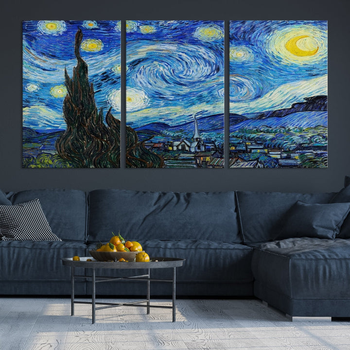 The Starry Night by Vincent van Gogh Canvas Painting Famous Modern Wall Art Print