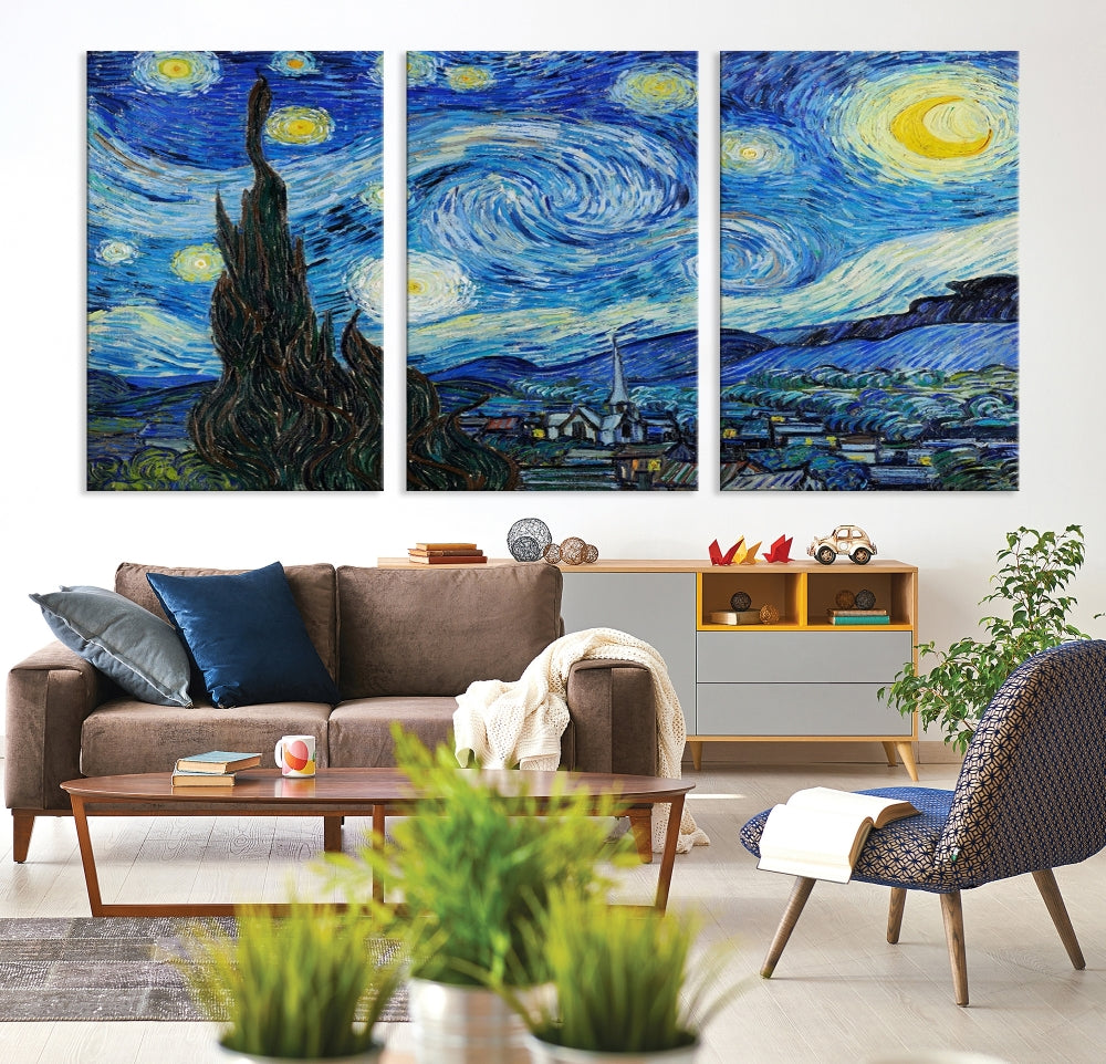 The Starry Night by Vincent van Gogh Canvas Painting Famous Modern Wall Art Print