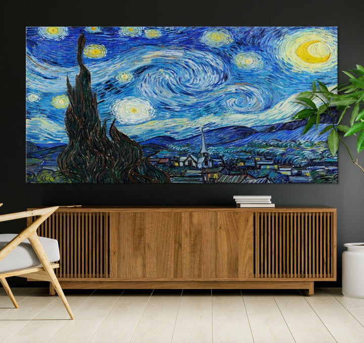 The Starry Night by Vincent van Gogh Canvas Painting Famous Modern Wall Art Print