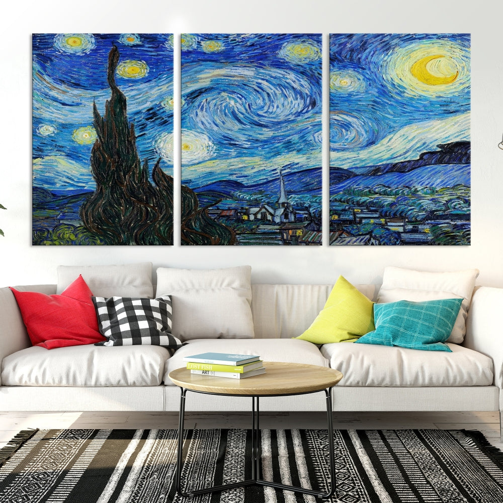 The Starry Night by Vincent van Gogh Canvas Painting Famous Modern Wall Art Print