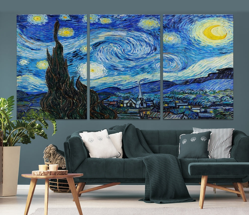 The Starry Night by Vincent van Gogh Canvas Painting Famous Modern Wall Art Print