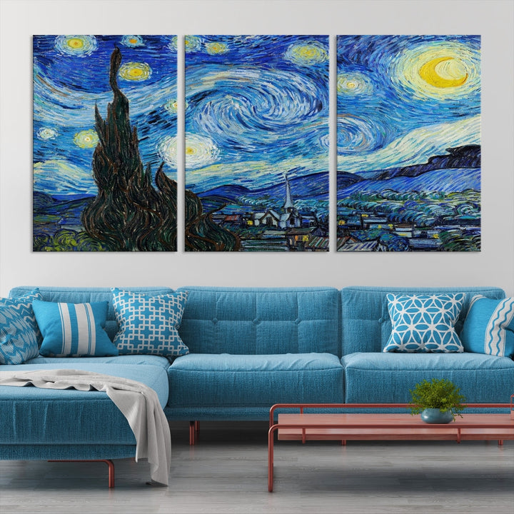 The Starry Night by Vincent van Gogh Canvas Painting Famous Modern Wall Art Print