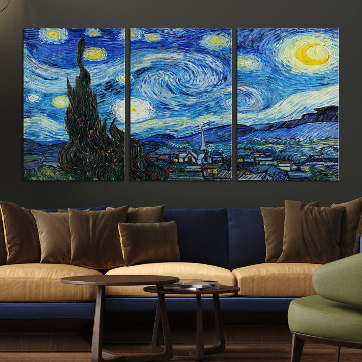 The Starry Night by Vincent van Gogh Canvas Painting Famous Modern Wall Art Print