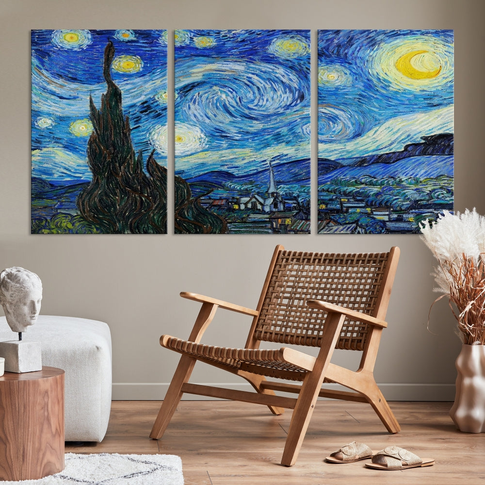 The Starry Night by Vincent van Gogh Canvas Painting Famous Modern Wall Art Print