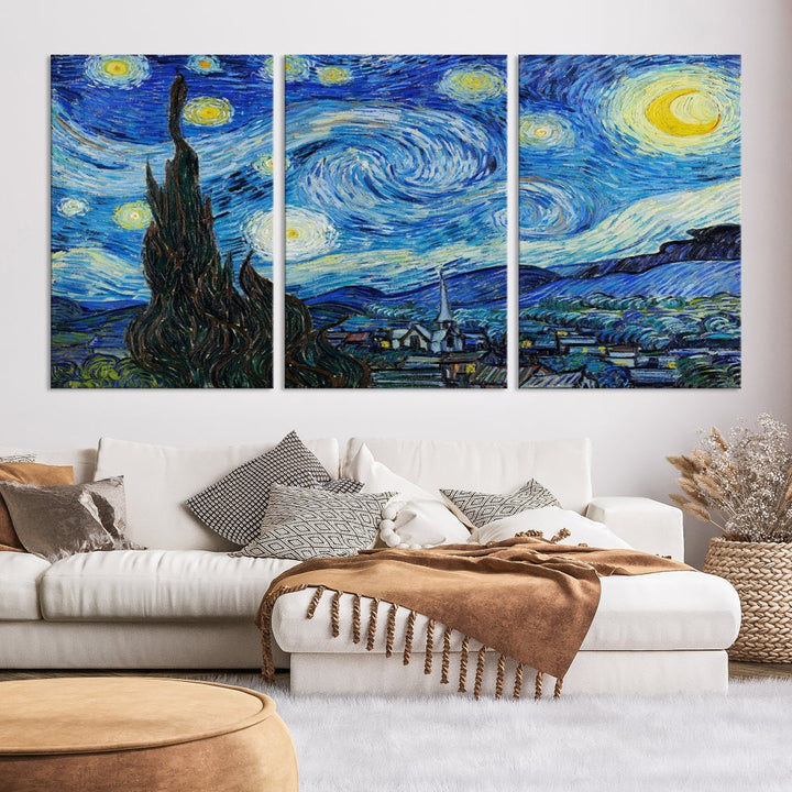 The Starry Night by Vincent van Gogh Canvas Painting Famous Modern Wall Art Print