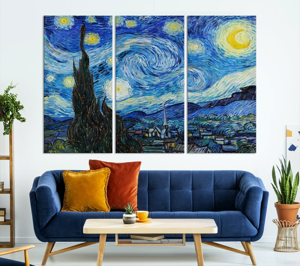 The Starry Night by Vincent van Gogh Canvas Painting Famous Modern Wall Art Print