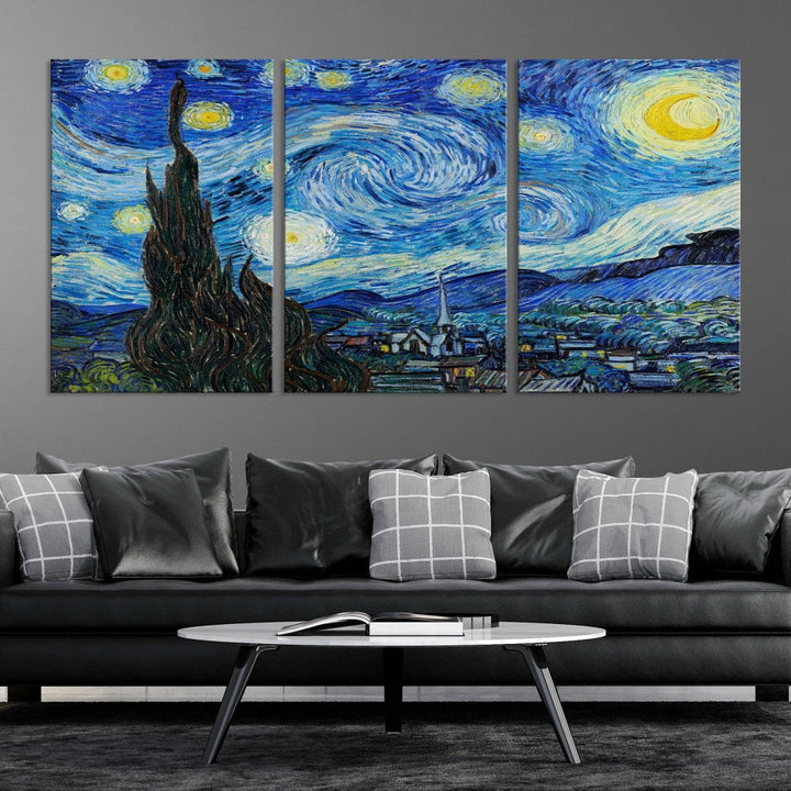 The Starry Night by Vincent van Gogh Canvas Painting Famous Modern Wall Art Print