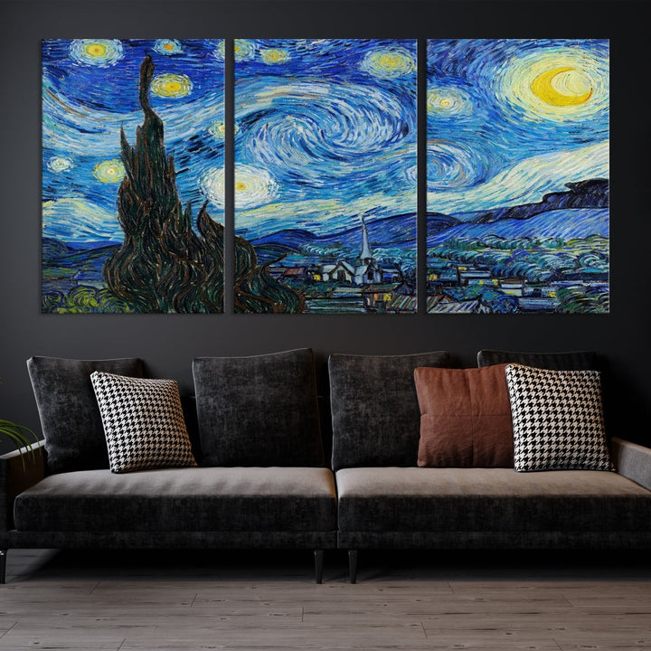 The Starry Night by Vincent van Gogh Canvas Painting Famous Modern Wall Art Print