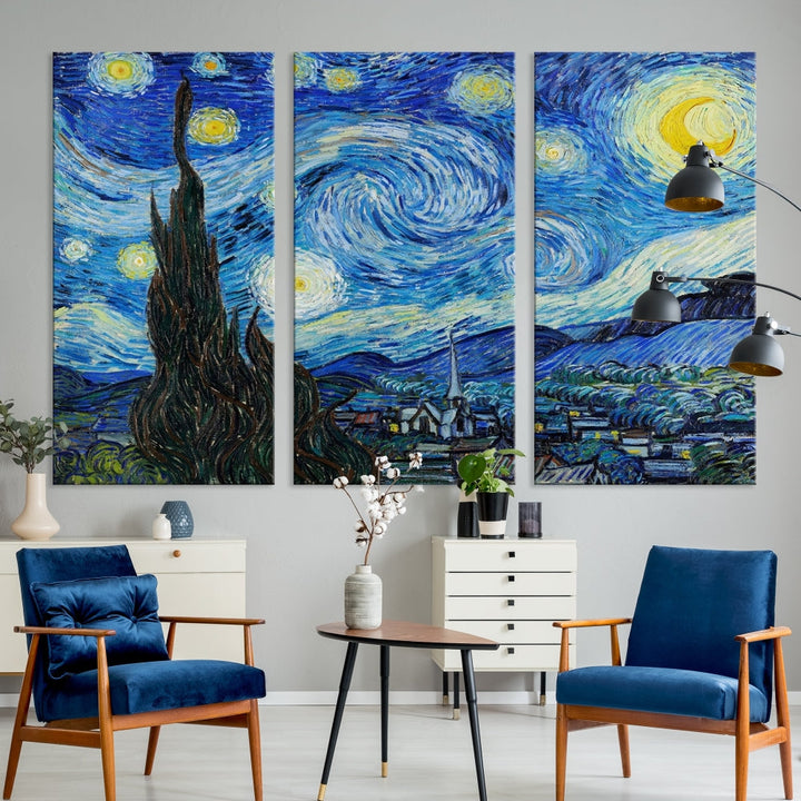 The Starry Night by Vincent van Gogh Canvas Painting Famous Modern Wall Art Print