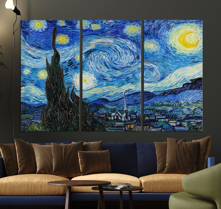 The Starry Night by Vincent van Gogh Canvas Painting Famous Modern Wall Art Print