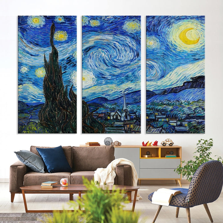 The Starry Night by Vincent van Gogh Canvas Painting Famous Modern Wall Art Print