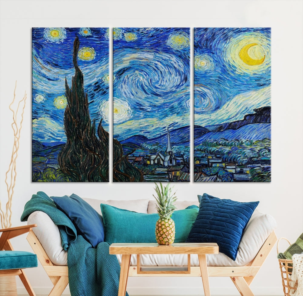 The Starry Night by Vincent van Gogh Canvas Painting Famous Modern Wall Art Print