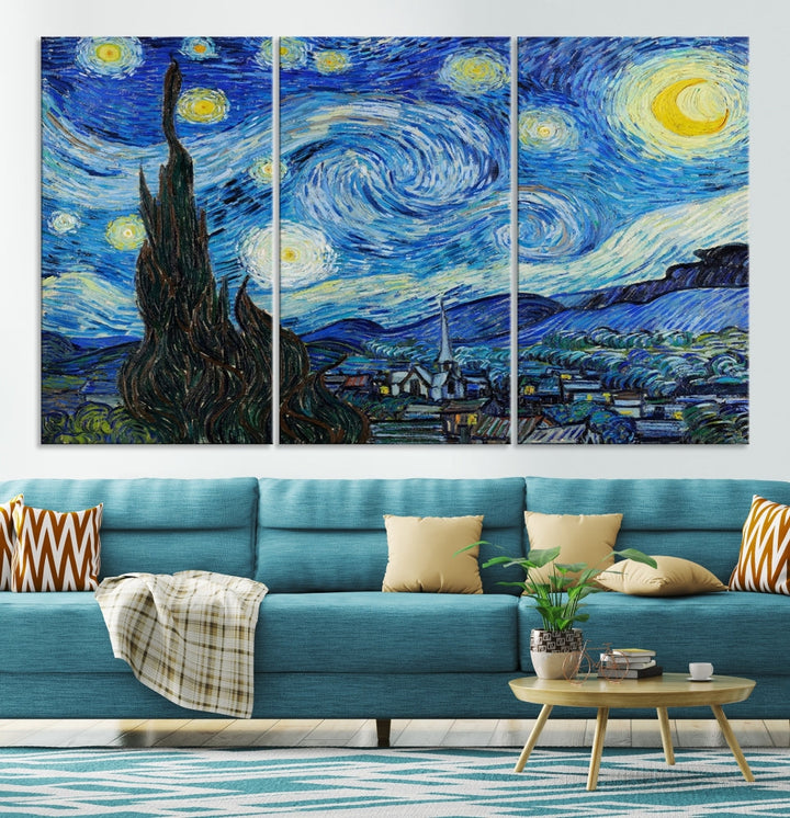 The Starry Night by Vincent van Gogh Canvas Painting Famous Modern Wall Art Print