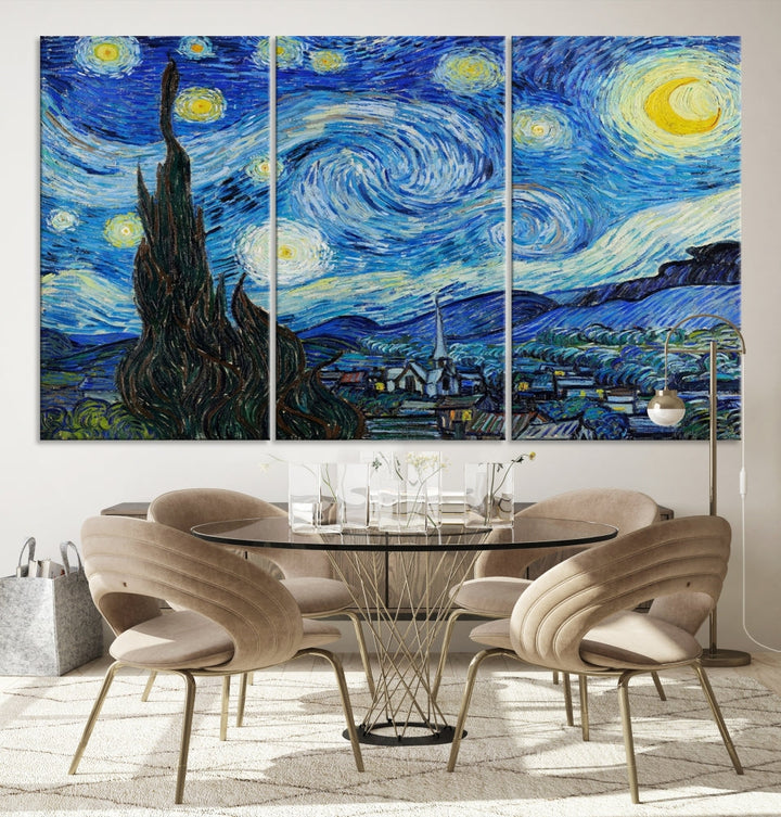 The Starry Night by Vincent van Gogh Canvas Painting Famous Modern Wall Art Print