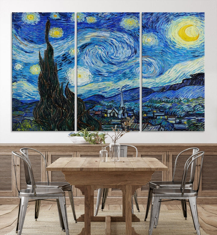 The Starry Night by Vincent van Gogh Canvas Painting Famous Modern Wall Art Print