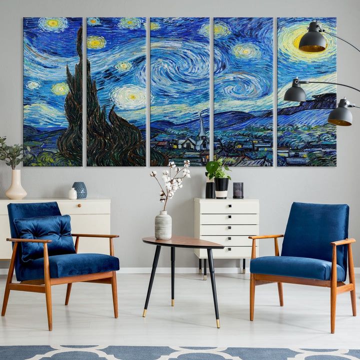 The Starry Night by Vincent van Gogh Canvas Painting Famous Modern Wall Art Print