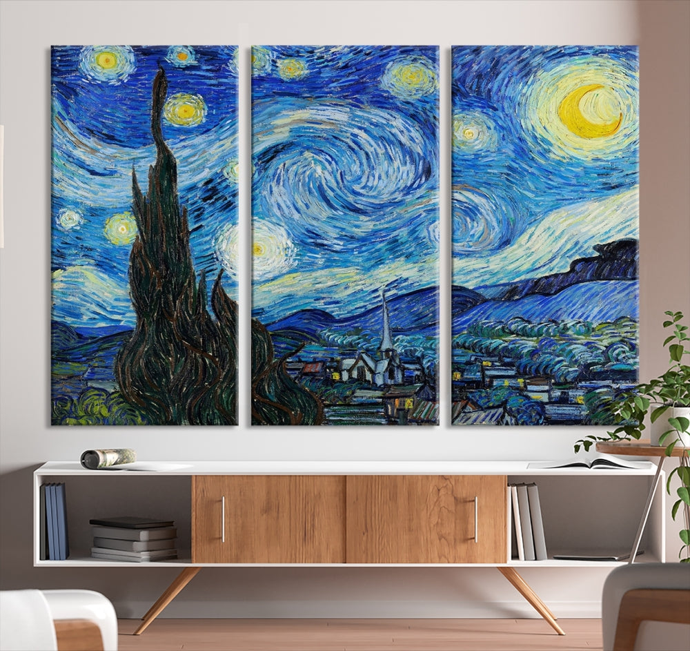 The Starry Night by Vincent van Gogh Canvas Painting Famous Modern Wall Art Print