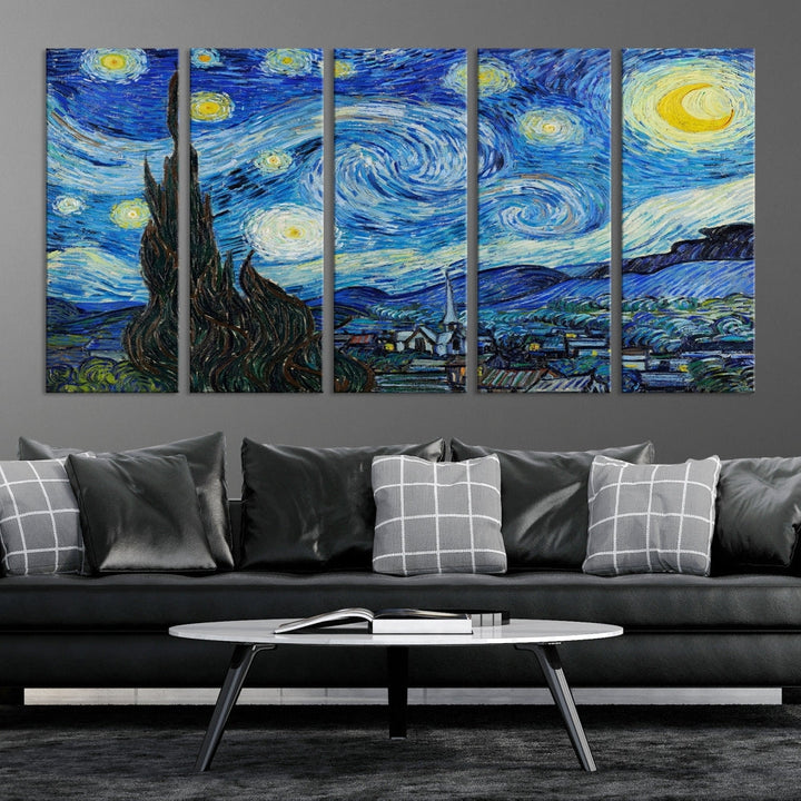 The Starry Night by Vincent van Gogh Canvas Painting Famous Modern Wall Art Print