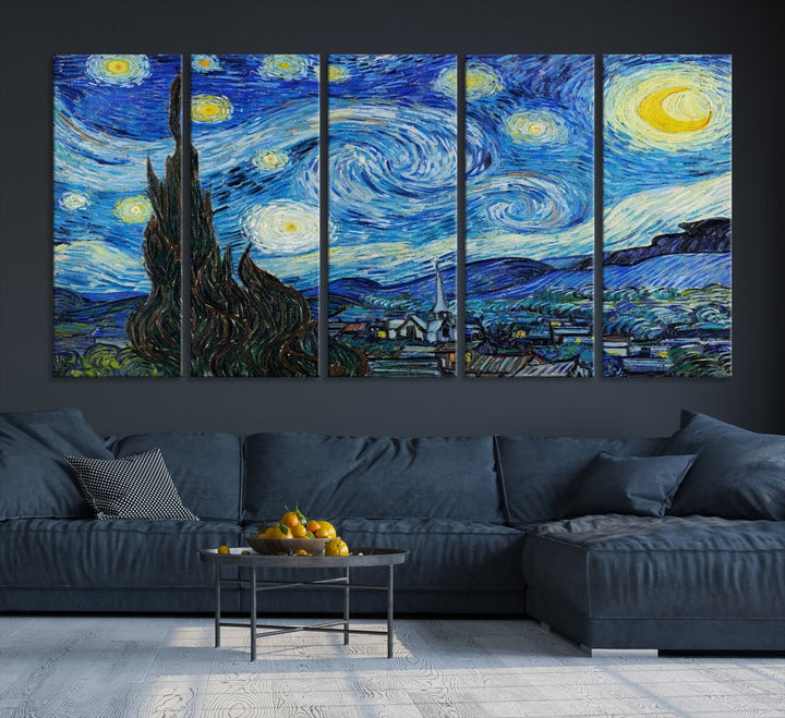 The Starry Night by Vincent van Gogh Canvas Painting Famous Modern Wall Art Print