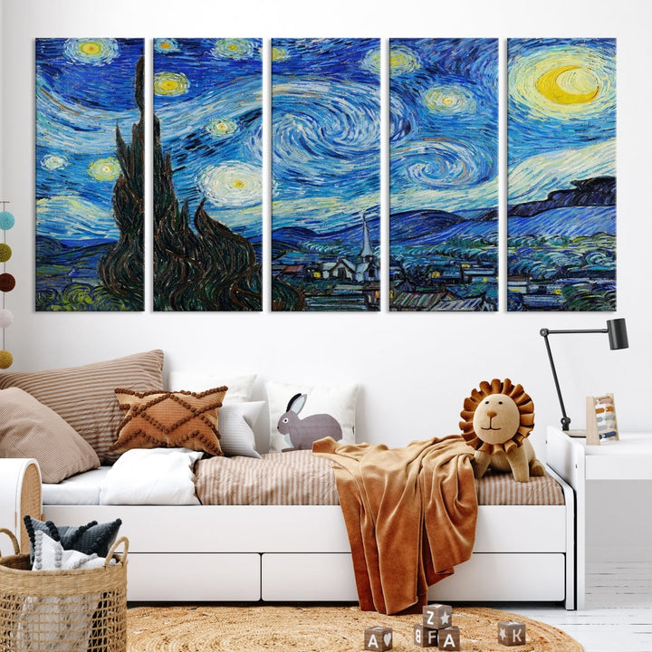 The Starry Night by Vincent van Gogh Canvas Painting Famous Modern Wall Art Print