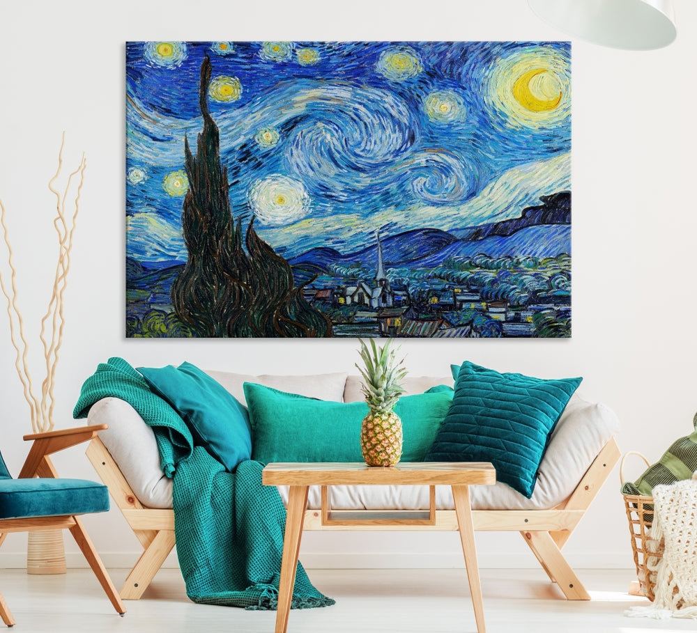 The Starry Night by Vincent van Gogh Canvas Painting Famous Modern Wall Art Print