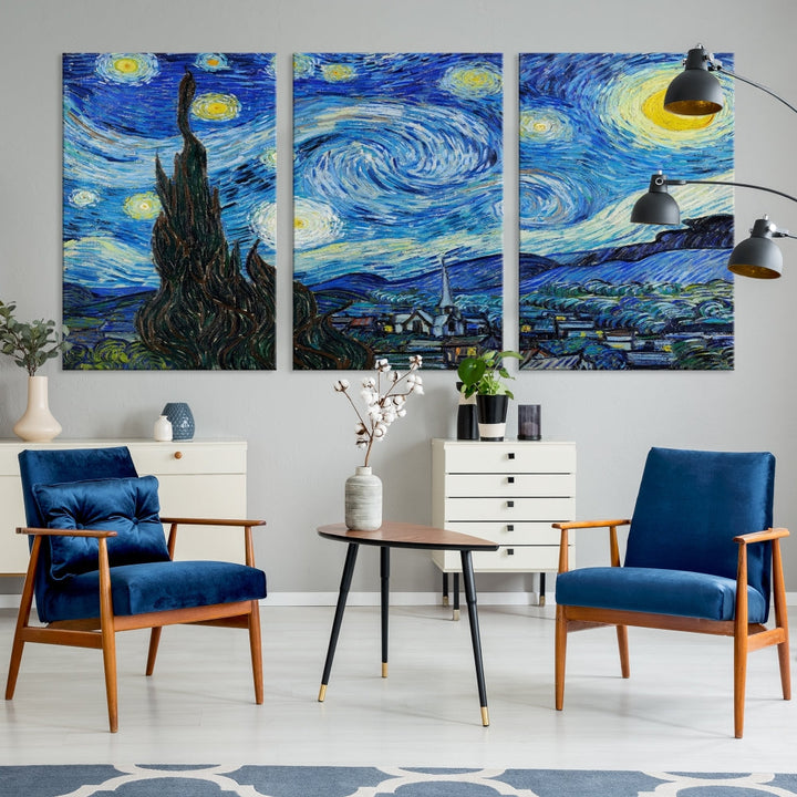 The Starry Night by Vincent van Gogh Canvas Painting Famous Modern Wall Art Print