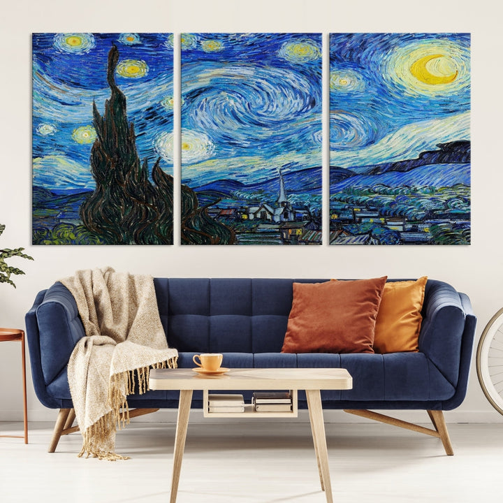 The Starry Night by Vincent van Gogh Canvas Painting Famous Modern Wall Art Print