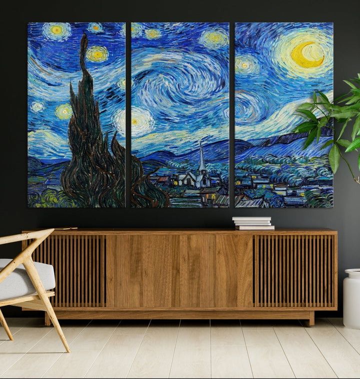 The Starry Night by Vincent van Gogh Canvas Painting Famous Modern Wall Art Print