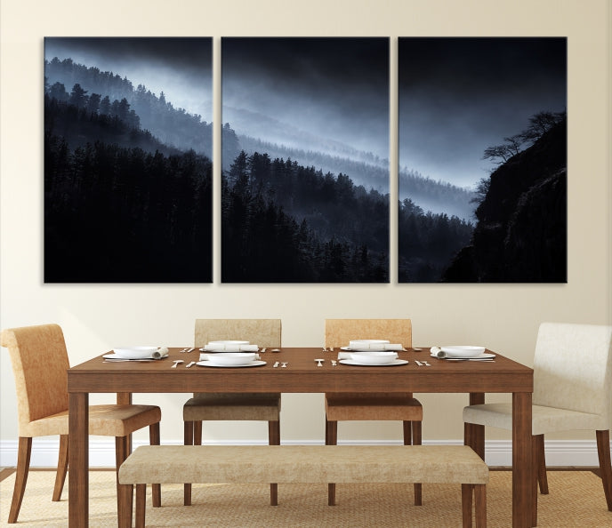 Thrilling Forest Landscape Picture Large Wall Art Canvas Print Framed