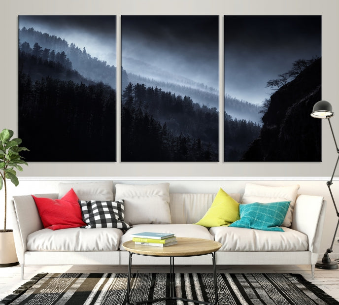 Thrilling Forest Landscape Picture Large Wall Art Canvas Print Framed