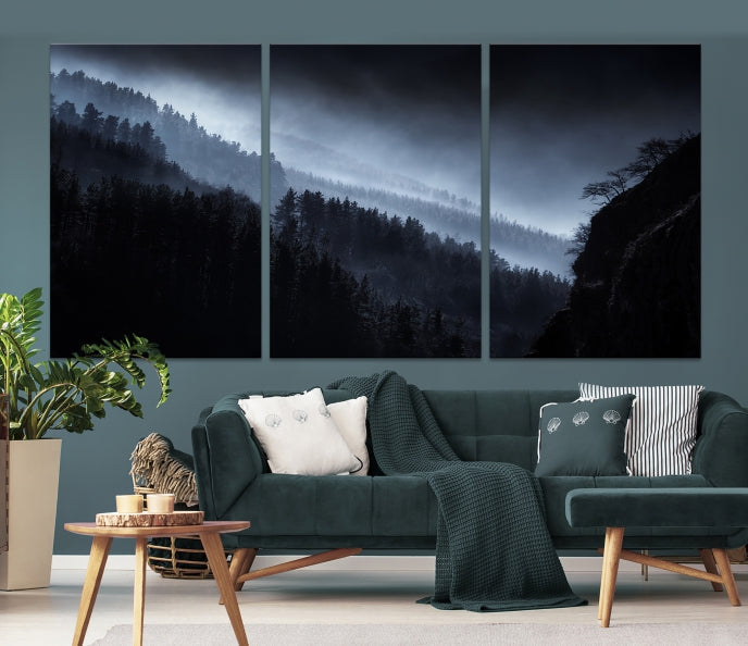 Thrilling Forest Landscape Picture Large Wall Art Canvas Print Framed