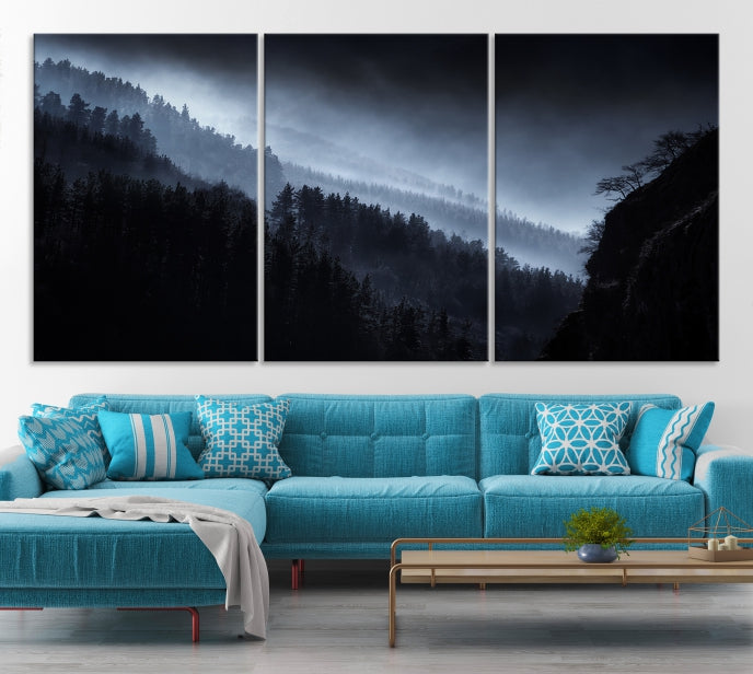 Thrilling Forest Landscape Picture Large Wall Art Canvas Print Framed