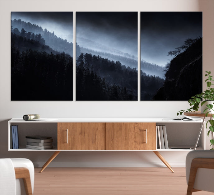 Thrilling Forest Landscape Picture Large Wall Art Canvas Print Framed