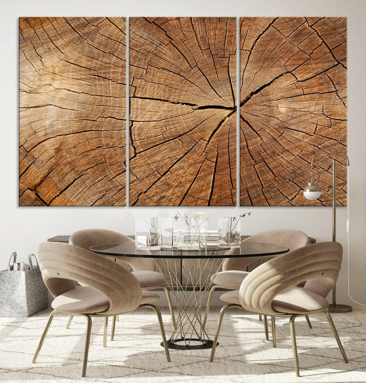 Tree Ring Wall Art | Wood Grain Canvas Print | Natural Rustic Tree Trunk Art for Living Room, Office, or Cabin Decor