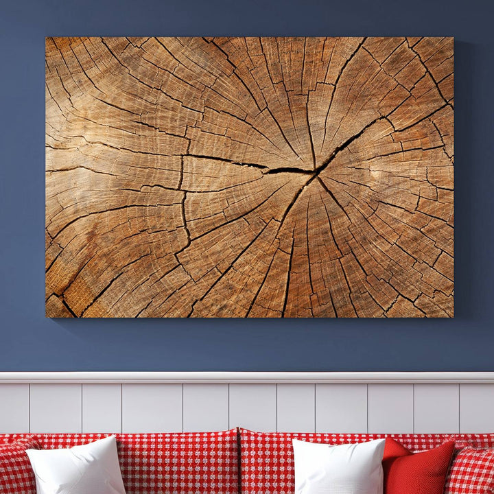 Tree Ring Wall Art | Wood Grain Canvas Print | Natural Rustic Tree Trunk Art for Living Room, Office, or Cabin Decor