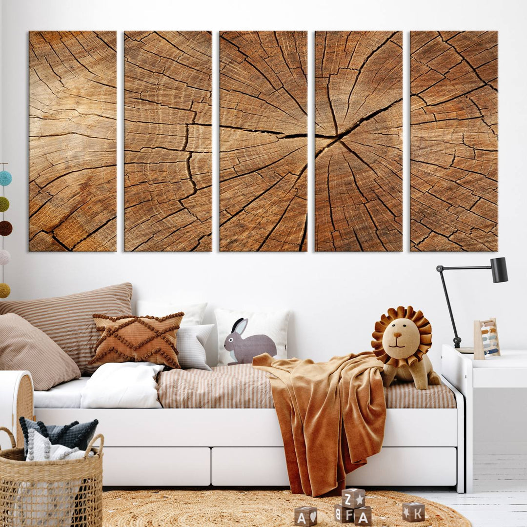 Tree Ring Wall Art | Wood Grain Canvas Print | Natural Rustic Tree Trunk Art for Living Room, Office, or Cabin Decor