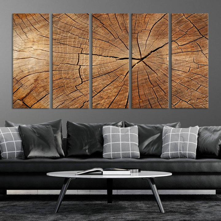 Tree Ring Wall Art | Wood Grain Canvas Print | Natural Rustic Tree Trunk Art for Living Room, Office, or Cabin Decor