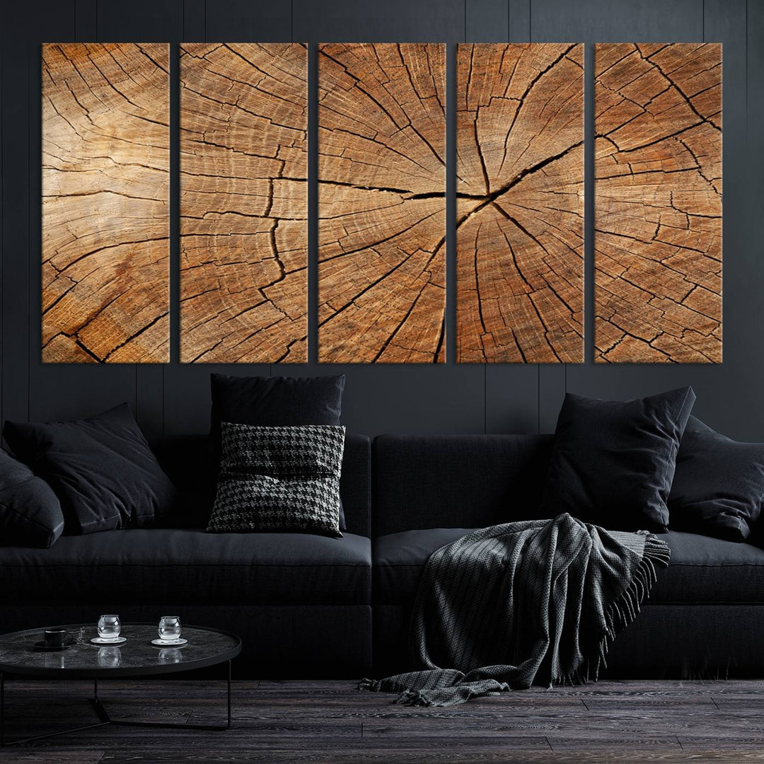 Tree Ring Wall Art | Wood Grain Canvas Print | Natural Rustic Tree Trunk Art for Living Room, Office, or Cabin Decor