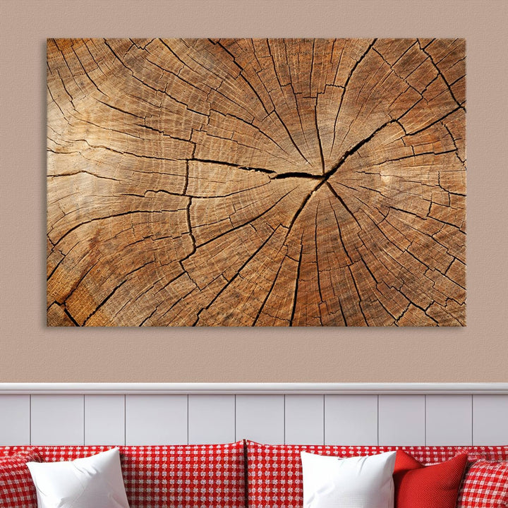 Tree Ring Wall Art | Wood Grain Canvas Print | Natural Rustic Tree Trunk Art for Living Room, Office, or Cabin Decor