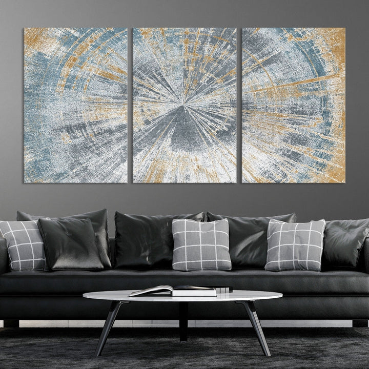 Tree Trunk Abstract Painting on Canvas, Printed Tree Rings Wall Art, Nature Illustrations, Modern Neutral Boho Decor