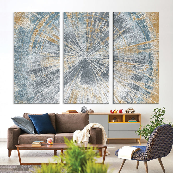 Tree Trunk Abstract Painting on Canvas, Printed Tree Rings Wall Art, Nature Illustrations, Modern Neutral Boho Decor