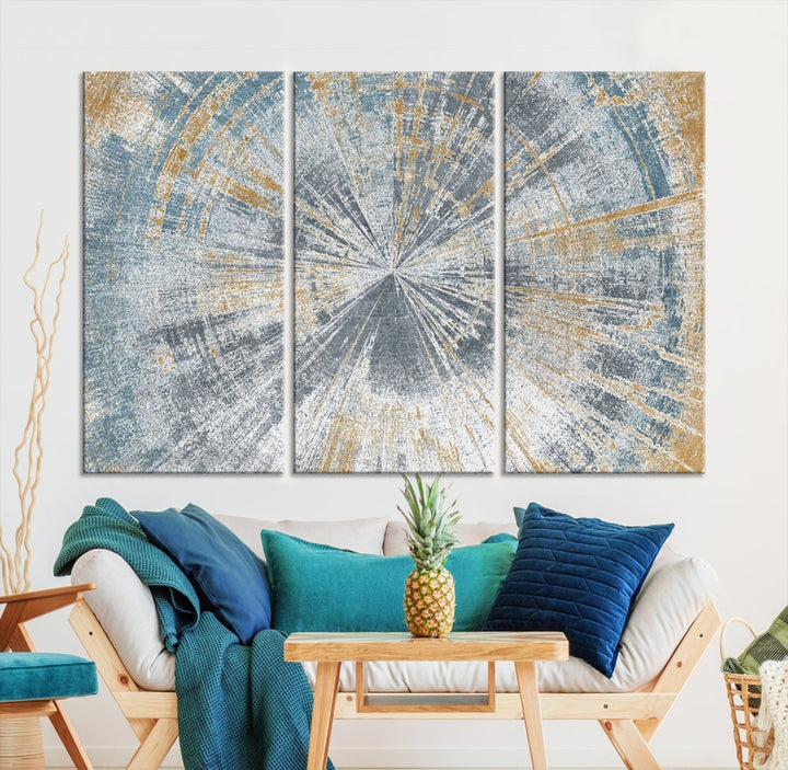 Tree Trunk Abstract Painting on Canvas, Printed Tree Rings Wall Art, Nature Illustrations, Modern Neutral Boho Decor