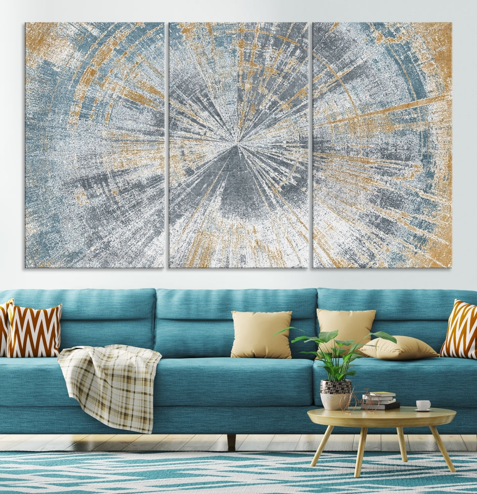 Tree Trunk Abstract Painting on Canvas, Printed Tree Rings Wall Art, Nature Illustrations, Modern Neutral Boho Decor