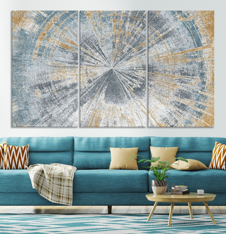 Tree Trunk Abstract Painting on Canvas, Printed Tree Rings Wall Art, Nature Illustrations, Modern Neutral Boho Decor