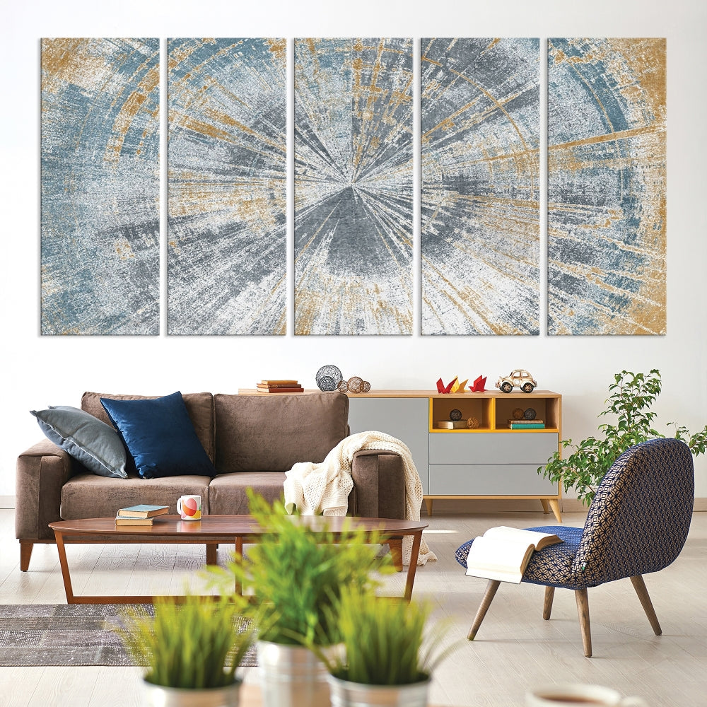 Tree Trunk Abstract Painting on Canvas, Printed Tree Rings Wall Art, Nature Illustrations, Modern Neutral Boho Decor