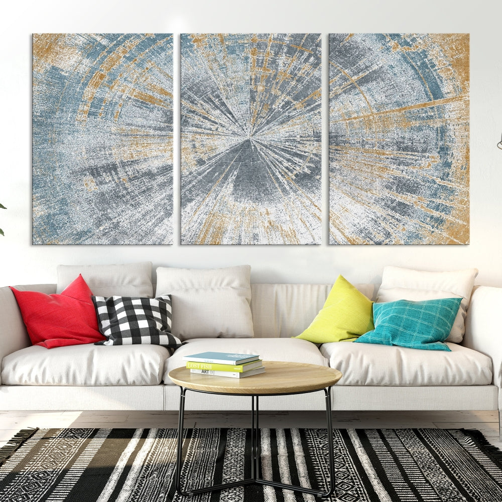 Tree Trunk Abstract Painting on Canvas, Printed Tree Rings Wall Art, Nature Illustrations, Modern Neutral Boho Decor